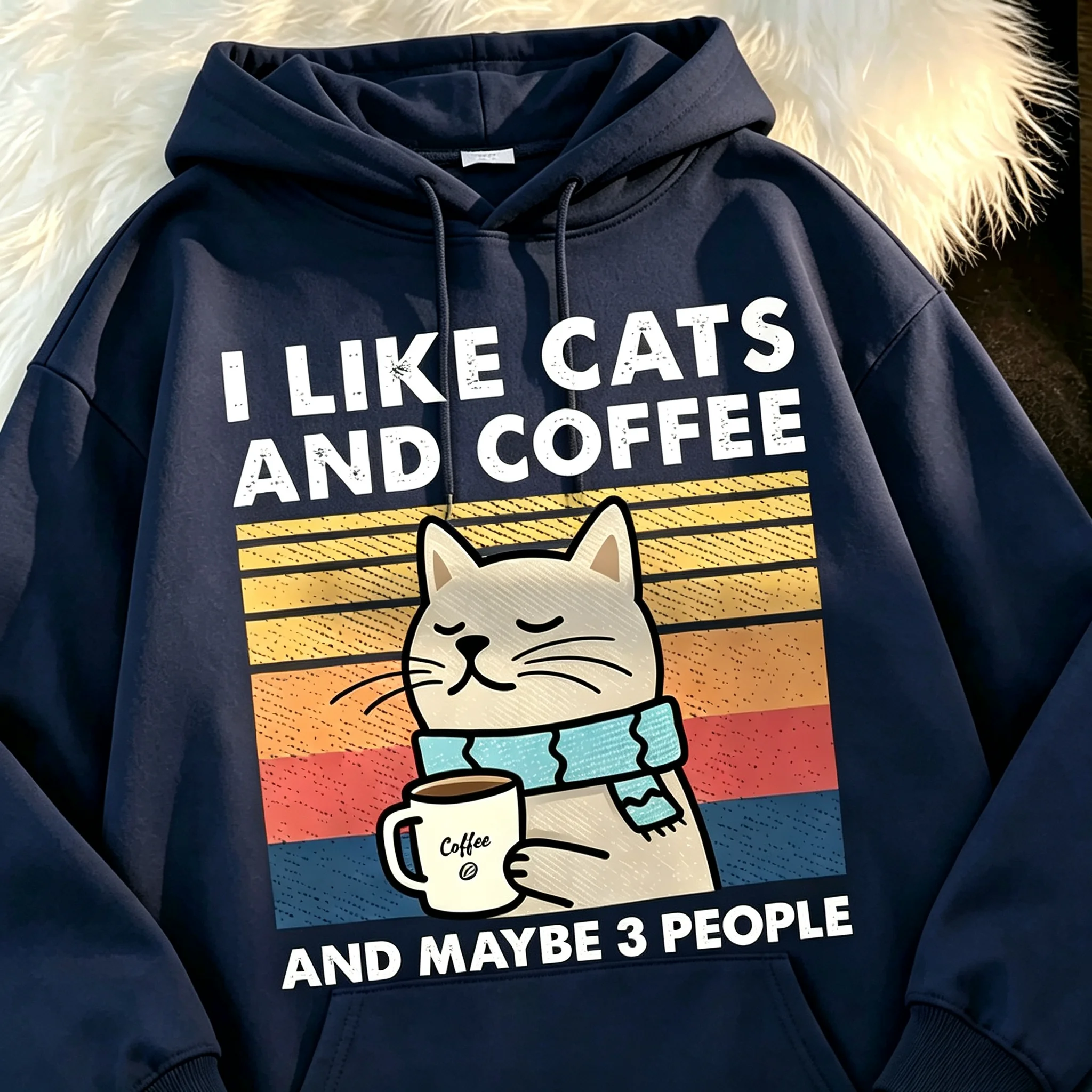 Ich mag Katzen und Kaffee Männer Frauen Hoodie T-Shirt Kleidung Hip Hop Lockerer Hoodie Mode Hoodie Streetwear Paar Kleidung – Detail 9