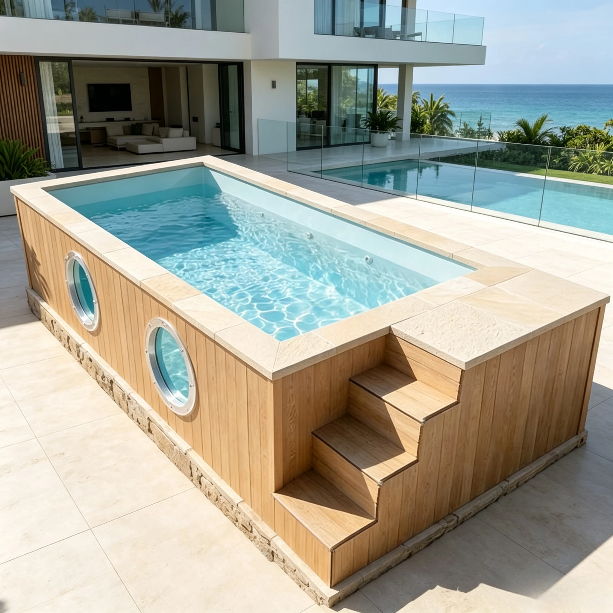 20ft 40ft Shipping Container Swimming Pool Factory Fiberglass Above Ground Spa Pool Hot Tub Jacuzzi for Resort Hotel Project