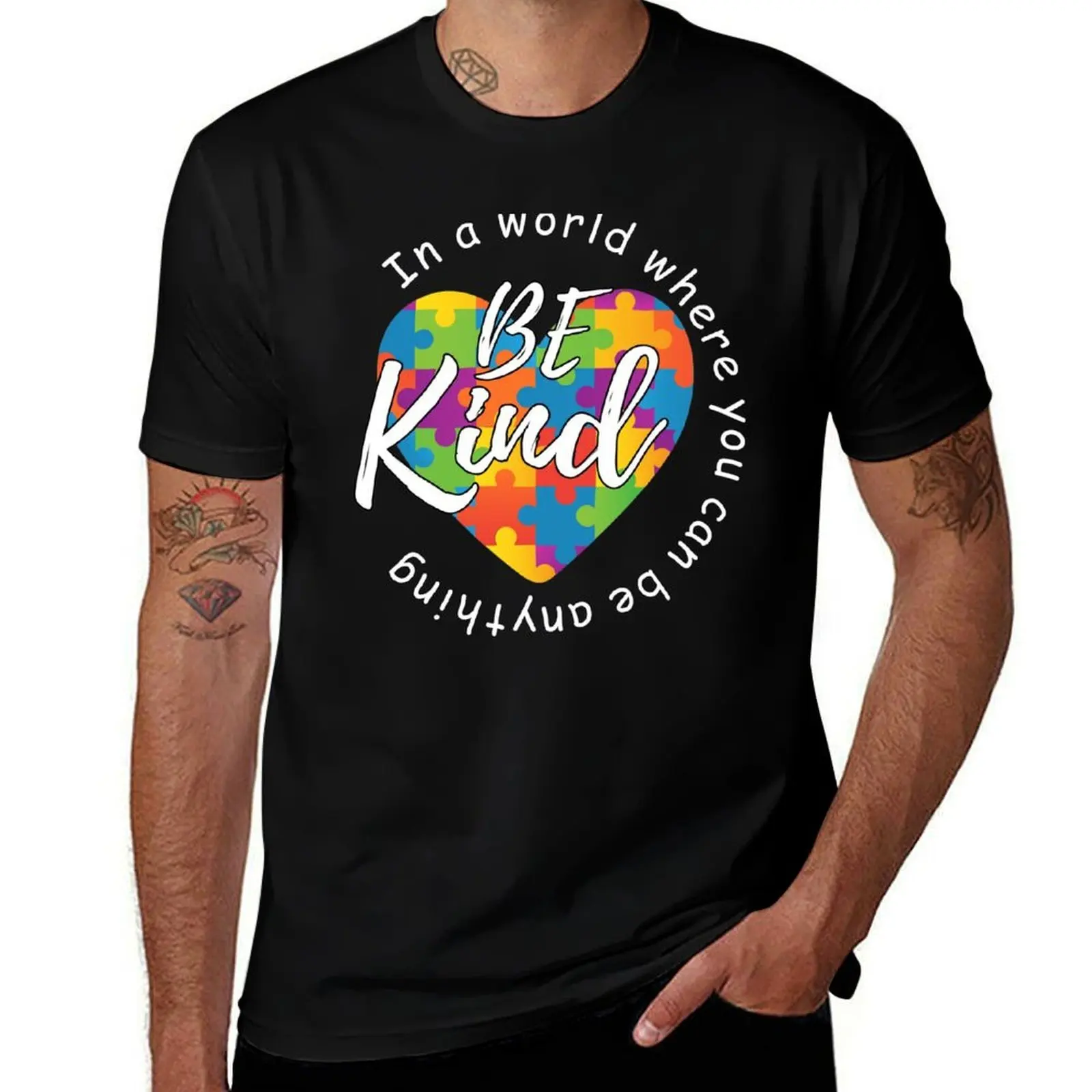 In A World Where You Can Be Anything Be Kind Kindness T-Shirt t shirts for man cotton soft T-Shirt