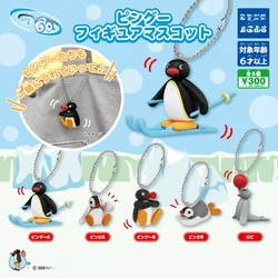 Japan Original Kawaii Gashapon Figure Cute Penguin Seel Skiing Keychain Capsule Toys Anime Figurine Gift