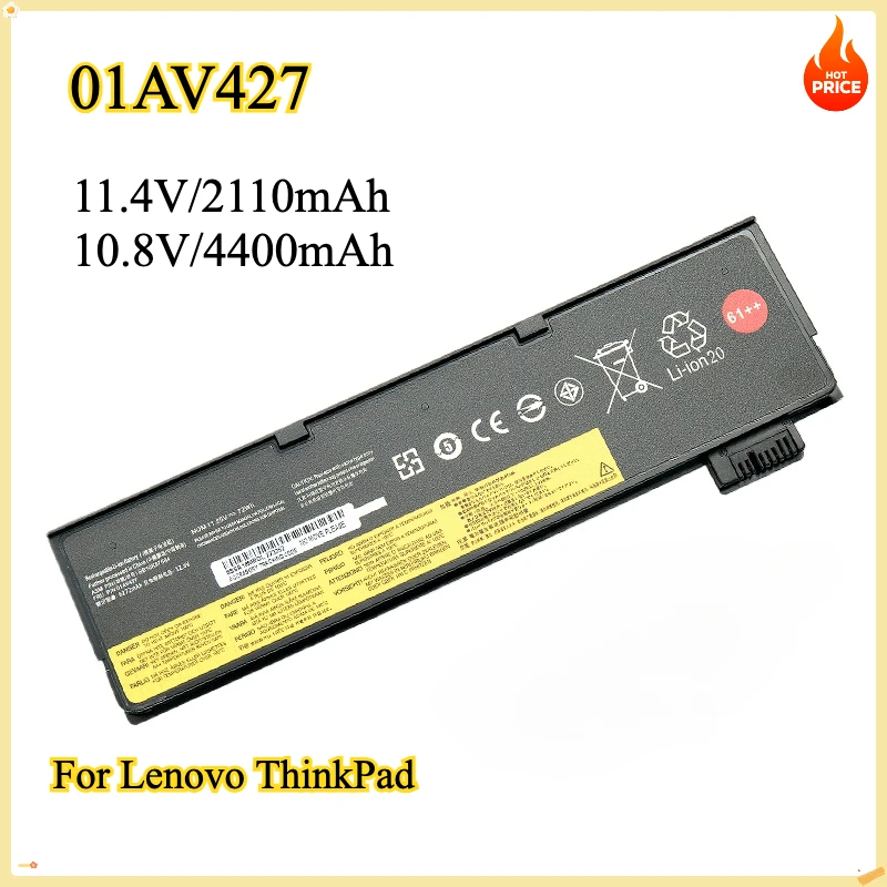 

New 01AV427 72Wh Laptop Battery For Lenovo ThinkPad T470 T480 T570 T580 P51S P52S 01AV428 01AV492 01AV423 SB10K