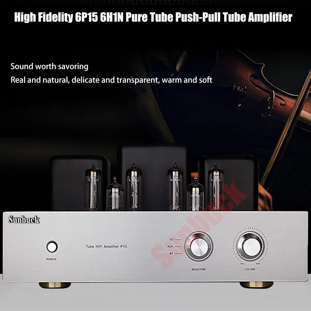 High-Fidelity-Bluetooth 12 W + 12 W 6P15 6H1N reiner Röhren-Push-Pull 2.0-Röhrenverstärker