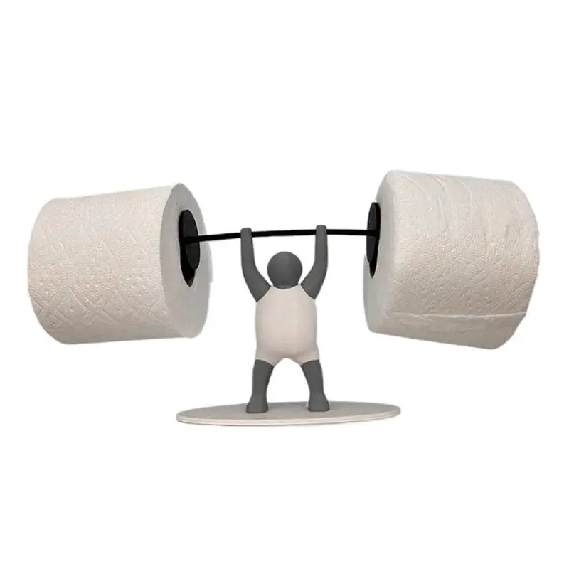 Creative Weightlifter Roll Rack Toilet Roll Paper Holder 3D Printed Unique Funny Bathroom Towel Holder For Home Decoration