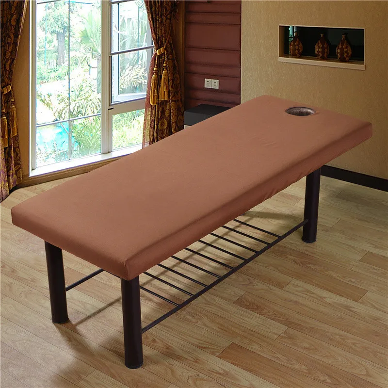 70x190cm Massage Table Bed Fitted Sheet Elastic Full Cover Rubber Band Massage SPA Treatment Bed Cover with Face Breath Hole