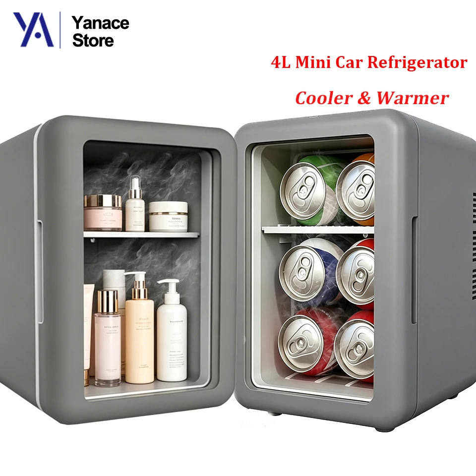 

Cooling Mini Fridge Dorm Mini Refrigerator Car Fridge Stylish Appearance Transparent‑Door Fridge for Cosmetic & Beverage Storage