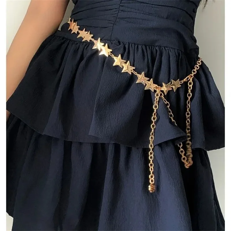 women waist belt star fashion sweet and trendy personality slim waist chain versatile punk decoration dress belts for women