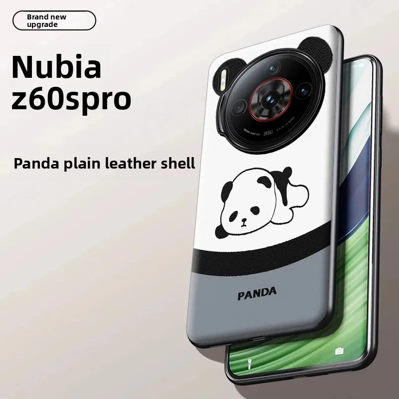 

Panda Design Vegan Leather Phone Case for Nubia Z60s Pro Protective Cover Fashionable Stylish Business Slim Shockproof Anti