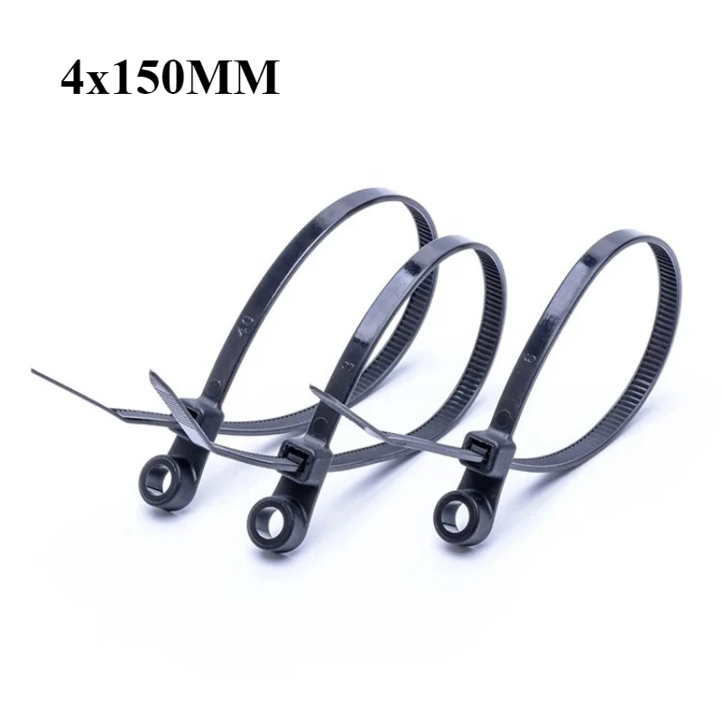 200PCS Fixed Cables Zip String Wire Fastening Loop Straps Self Locking Nylon Cable Ties with Screw Mounting Hole