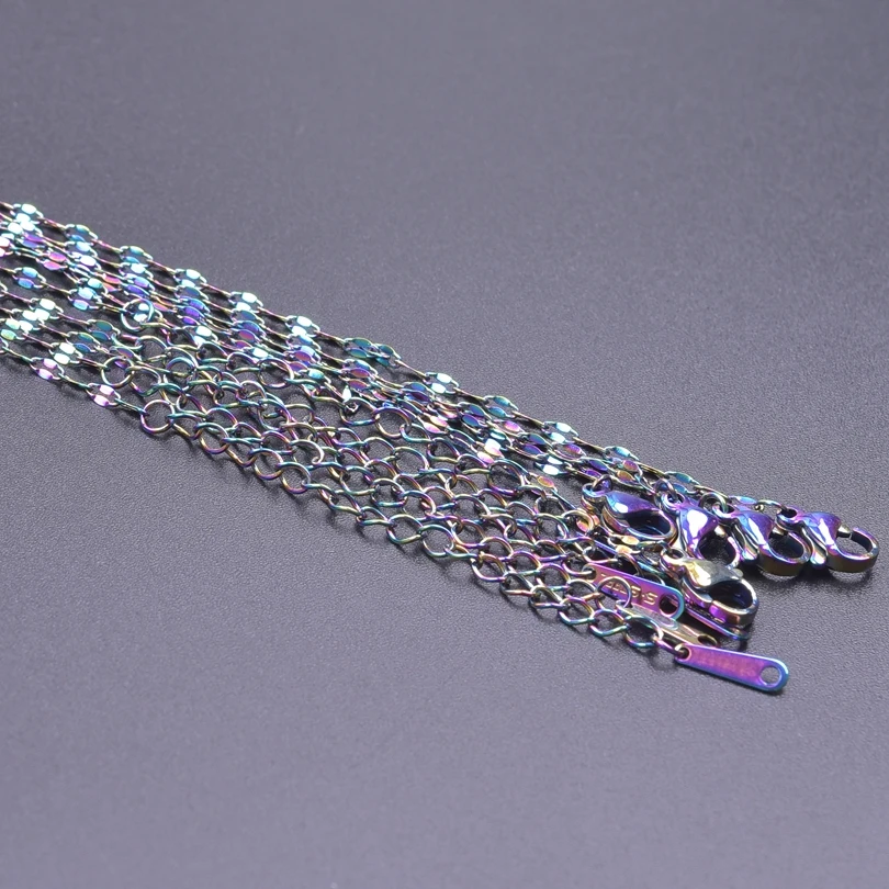 1/5/10pcs/Lot 40+5cm Stainless Steel Chains For Women Men Accessories Rainbow Necklace Fashion Chains Jewelry On The Neck Choker