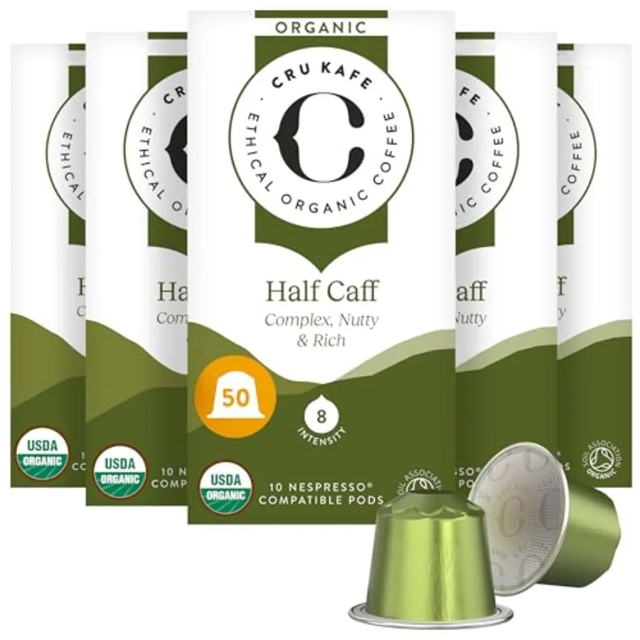 

Капсулы для кофе USDA Organic Half Caff Espresso, 0 шт., кофе Fairtrade, совместимые с Nespresso Original Line и Pixie