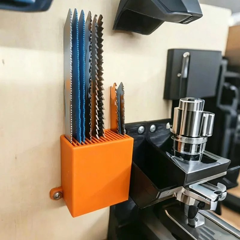 Wall Mounted Bow Saw Blade Holder, 16 Hole Saw Blade Storage Rack 3D Printed Bow Saw Blade Wall Bracket Tools Packaging Tool Box