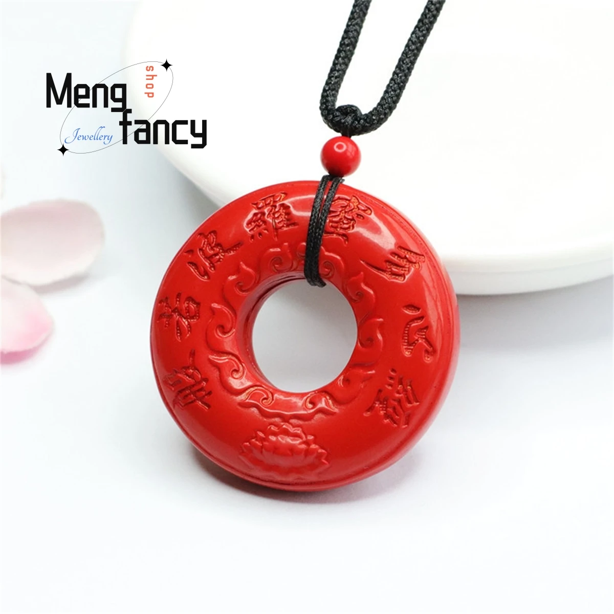 Natural Cinnabar Heart Meridian Safety Buckle Pendant Simple Personality Retro Ethnic Style Men Women Mascot Amulet Fine Jewelry