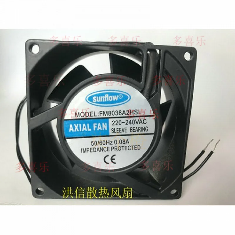 

ZMZM 1 шт. для вентилятора Sunfiow FM8038A2HSL AC220V-240V 0,08A 80*38 мм 2-проводной охлаждающий вентилятор