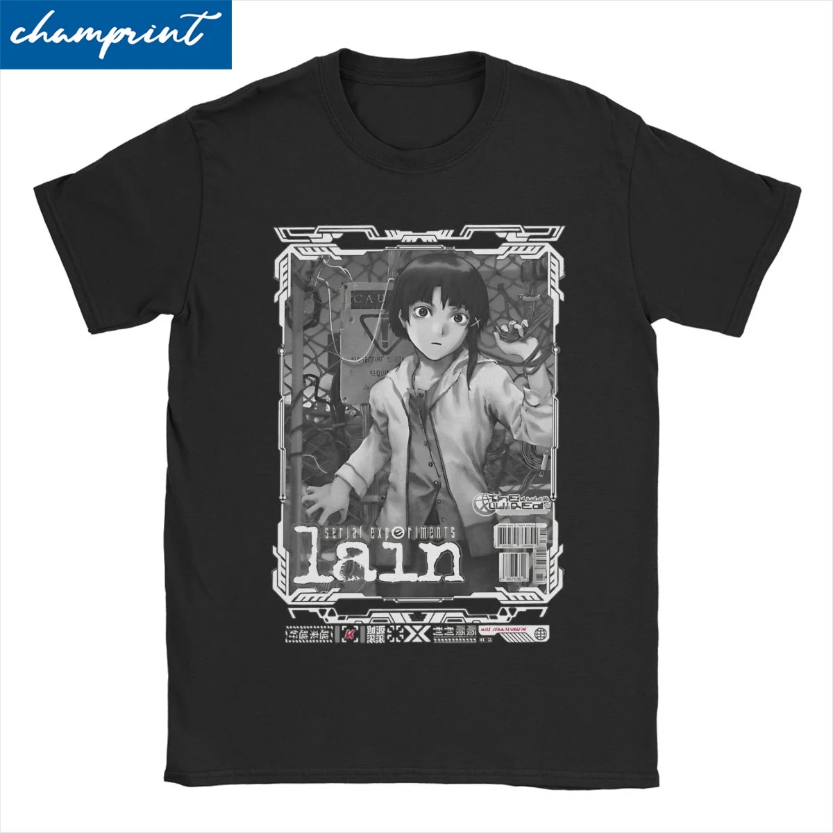 Crazy Serial Experiments Lain Wired T-Shirt Men Women's O Neck 100% Cotton T Shirts Anime Lwakura Sci Fi Manga Tees Printed Tops