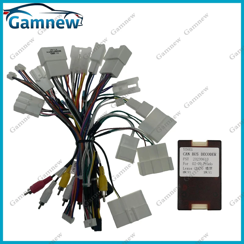 Car 16pin Wiring Harness Adapter Canbus Box Decoder Android Radio Power Cable For Toyota Prado Lexus GX470 2002-2009 High End