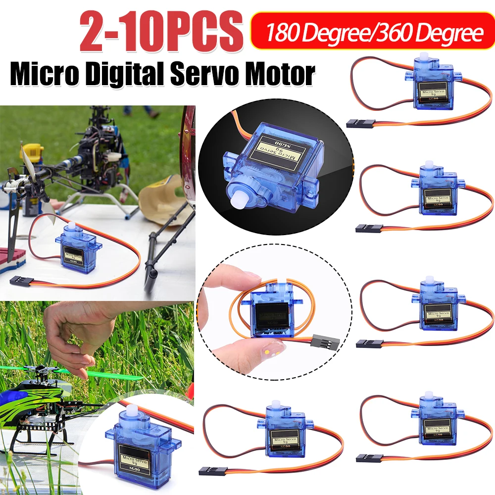 

SG90 9G Micro Gear Servo Motor Fixed-Wing Servo Motor Controls 180/360 Degrees for RC Helicopter Aircraft Airplane