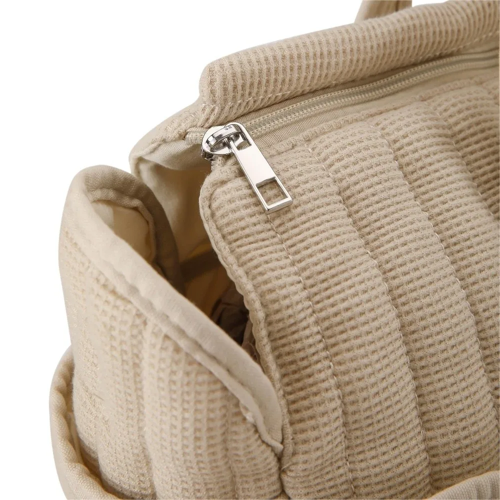 

New Waterproof Solid Diaper Bag Multi-functional Large Diaper Backpack Beige Stylish Bag Nursing