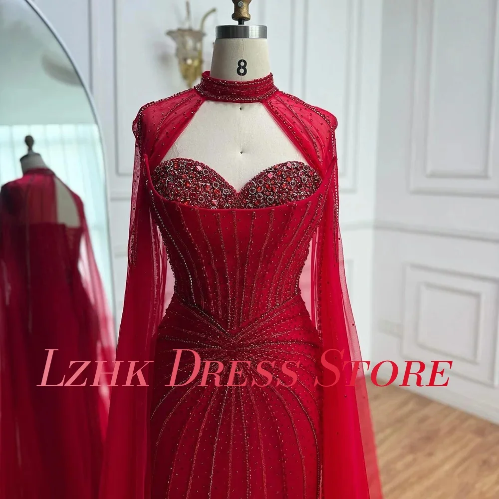 Gaun malam selendang kristal putri duyung organza indah yang disesuaikan gaun prom panjang lantai Sweetheart tanpa lengan berkualitas tinggi