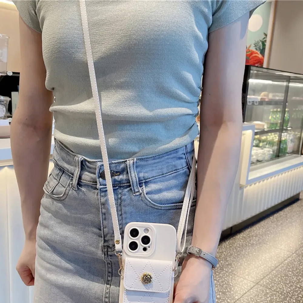 Crossbody الحبل الحال بالنسبة ل Xiaomi Redmi ملاحظة 13 برو زائد 12 11 10 9 8 برو 11S 10S 9S ثلاثية الأبعاد زهرة المحفظة حامل بطاقة غطاء حزام