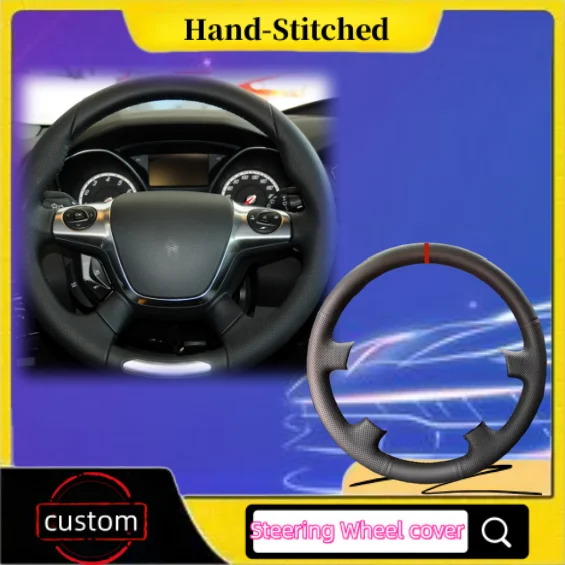 

Microfiber Leather Hand-stitched Steering Wheel Cover For Ford Focus ST 2012 2013 2014 ocus 3 KUGA Escape C-MAX Car Accessories
