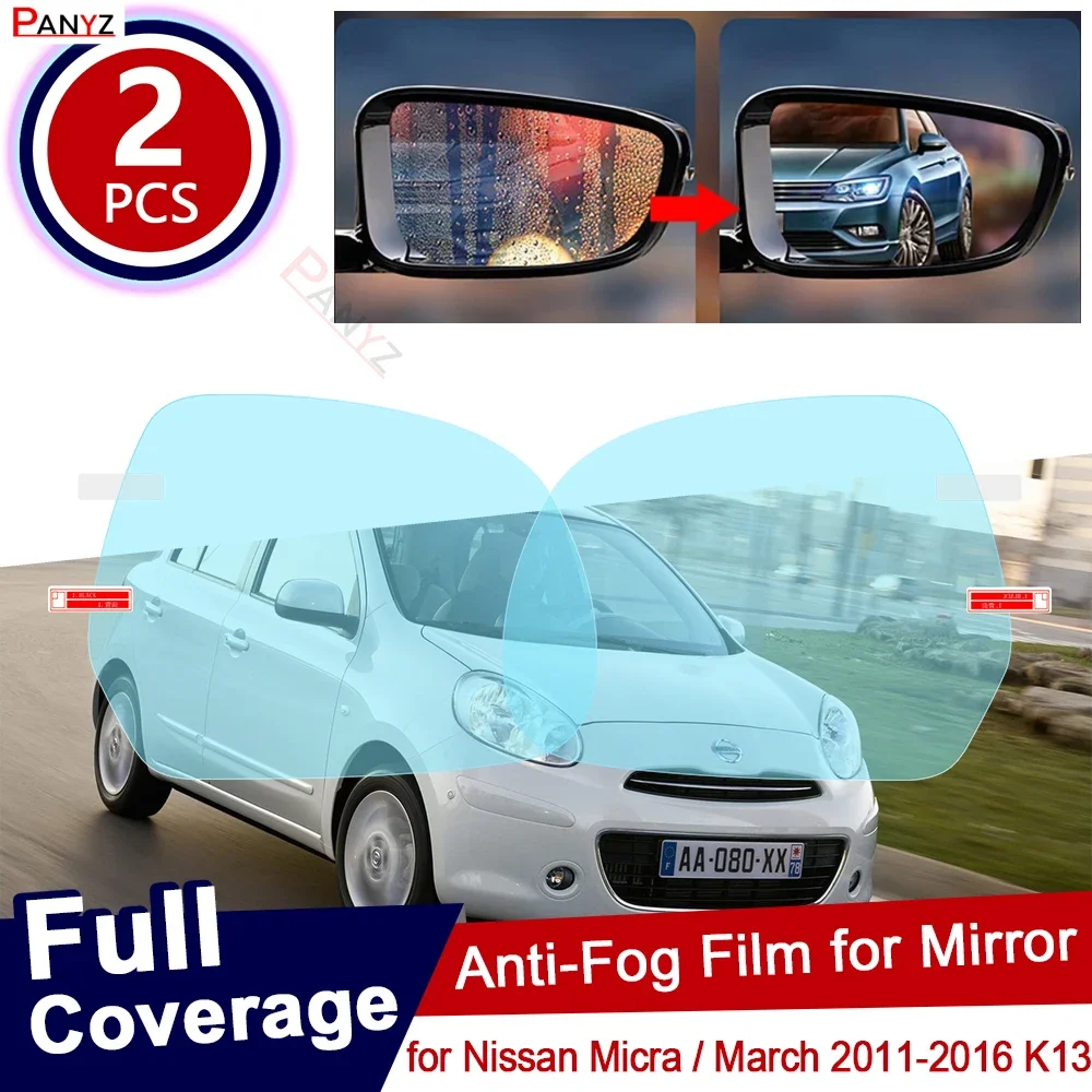 Full Cover Anti Fog Film Rearview Mirror Waterproof Rainproof Car Accessories Sticker For Nissan Micra March 2011~2016 K13