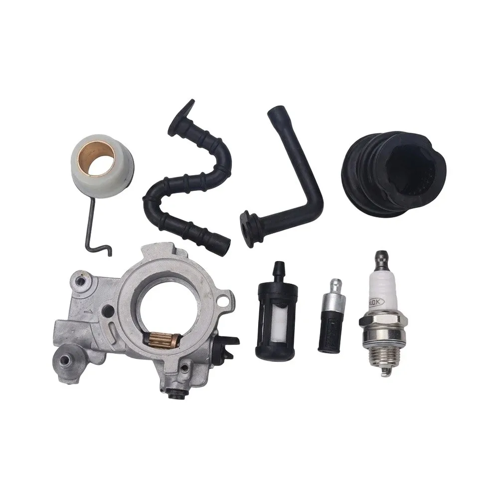 For MS650 MS660 Oil Pump Replacement Kit with For Worm Gear Intake Manifold Spark Fuel Oil Lines and Filters Set