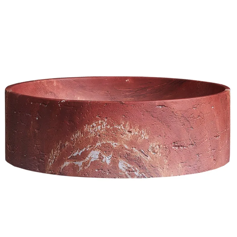 

Luxury stone table wash basin Red travertine wash basin B & B round wash basin