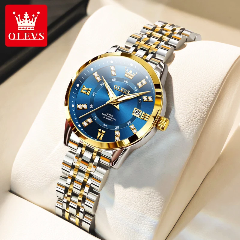 

OLEVS 3620 Women's Watches Luxury Brand Date Week Luminous Stainless steel Waterproof Diamond Ladies Wristwatches Reloj Mujer