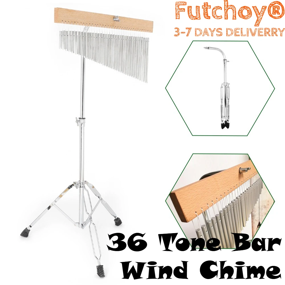 36音バー風鈴、取り付け調整可能なブラケット付き単列ミュージックベル、三脚スタンドとパーカッション付きアルミニウム合金