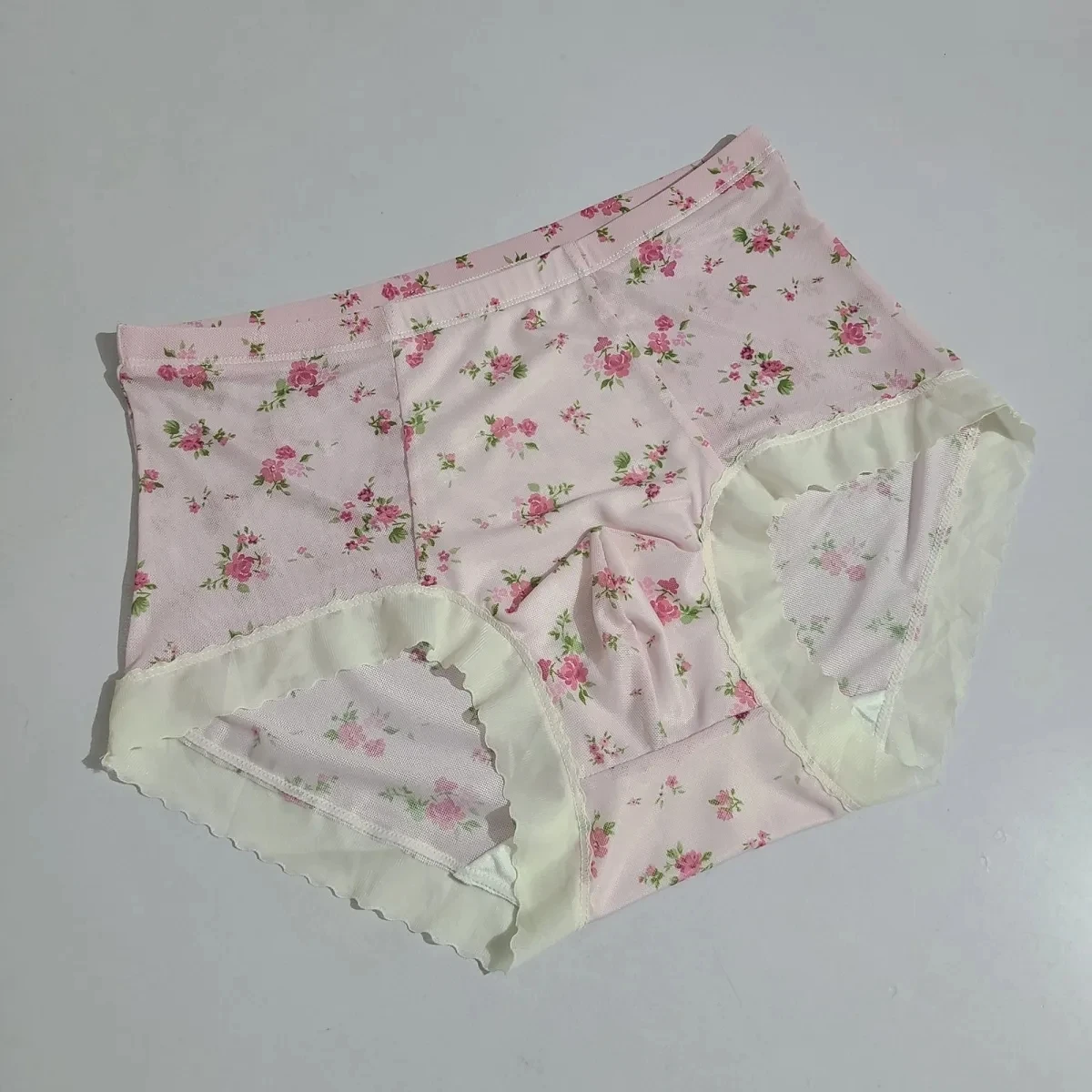 Man's Handmake Rose Fower Graphics Elastic Waist Cotton Briefs BF Gifts Private DJ Club Bar Costumes