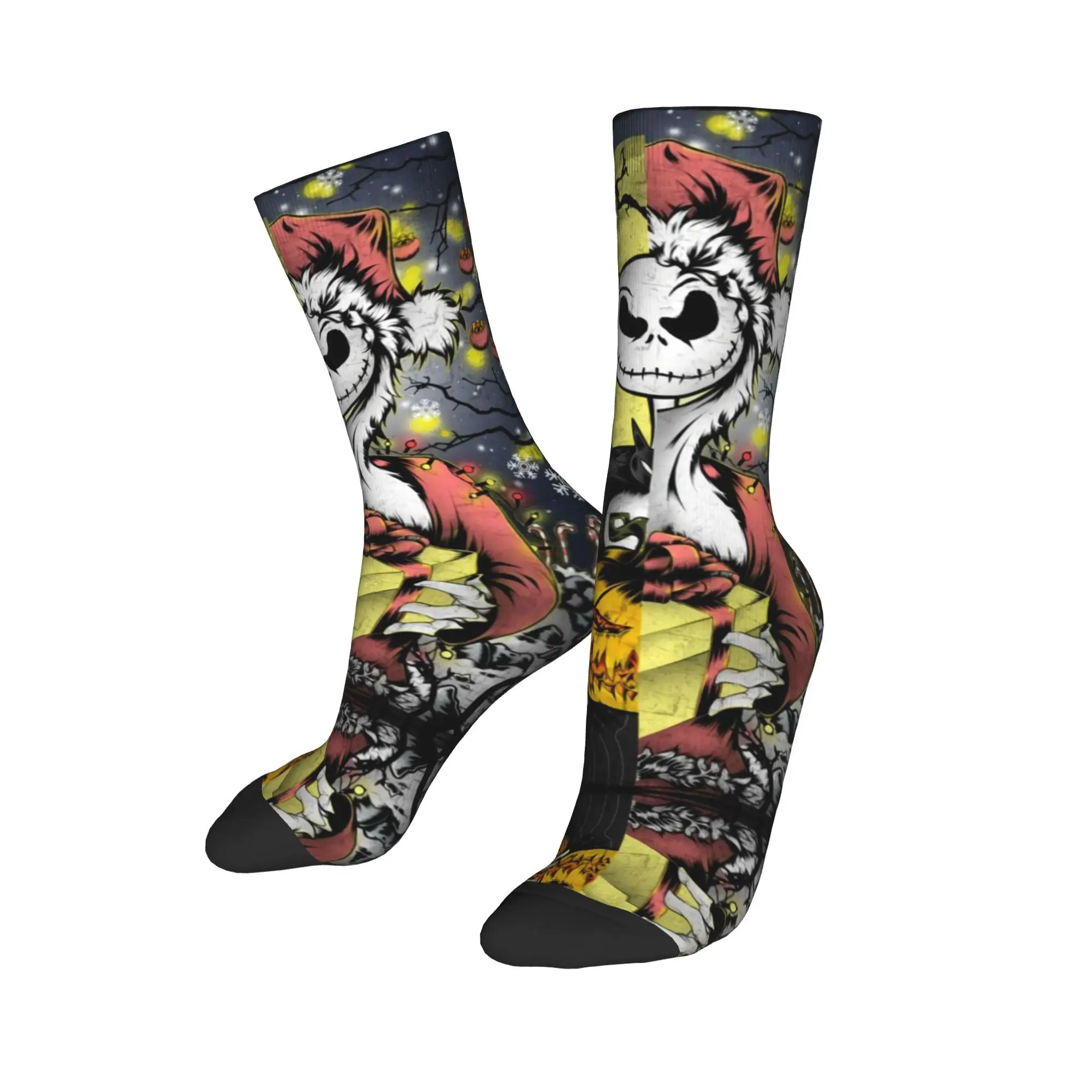 Custom Halloween Nightmare Before Christmas Jack Skellington Dress Socks for Men Women Warm Funny Novelty  Crew Socks