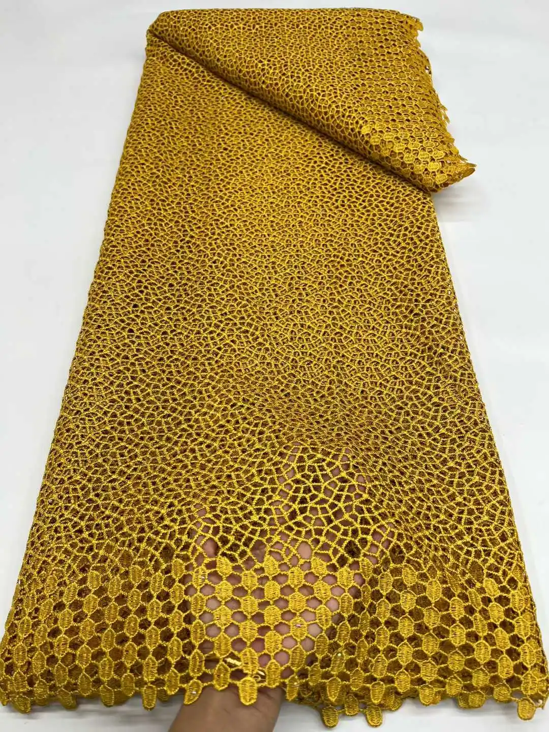 

Luxury african fabrics Nigerian Guipure Cord Lace Fabric Water Soluble High Quality for Women's Dress Wedding 5 Yards