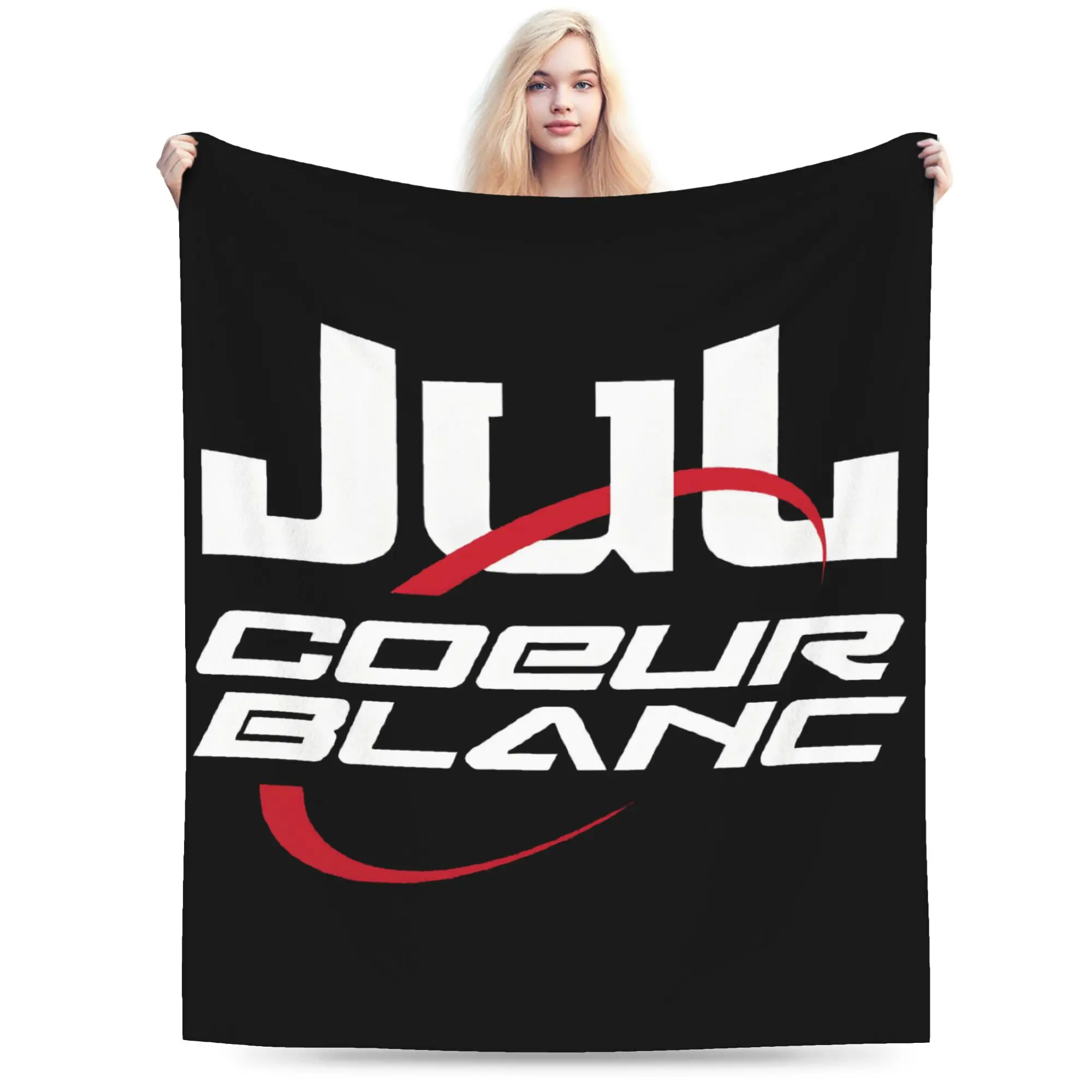 Custom Jul Cœur Blanc Logo Blanket Warm Fleece Soft Flannel  Throw Blankets for Bed Couch Outdoor Spring Autumn