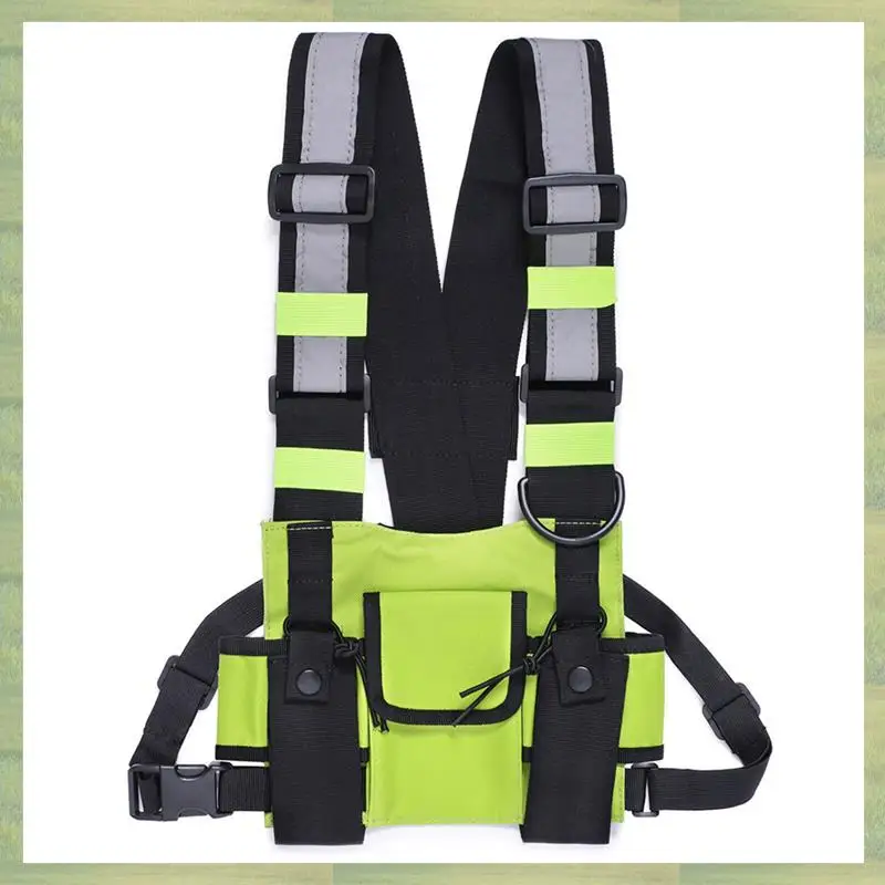 

N15R-2X Walkie Talkie Double Chest Bag Radio Reflective Chest Harness Holder Bag B