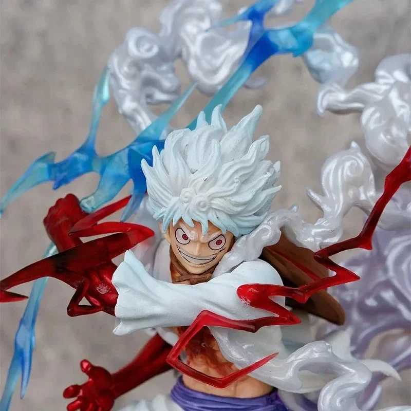 28 cm One Piece Figure Sun God Gear 5 Nika Rufy Thunderbolt Monkey D Rufy anime Action Figure GK Modello da collezione Giocattolo PVC