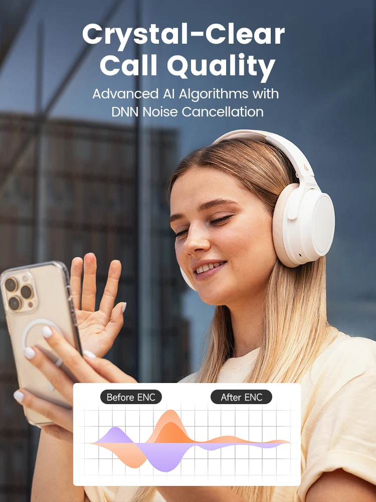 Edifier WH700NB Active Noise Cancelling Wireless Headphones Bluetooth 5.3 Multipoint Connection Foldable Earphones 68H Playback