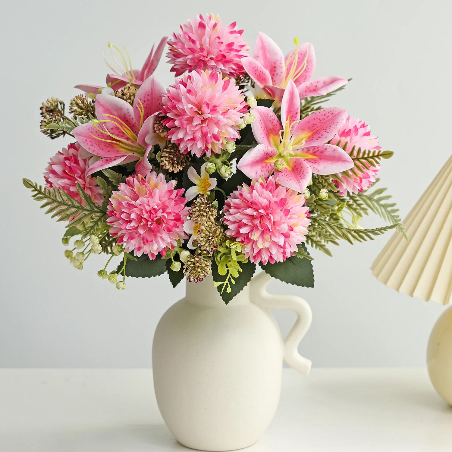 Künstliche Blumen Seidenlilie Weißer Blumenstrauß Vasen Heim Zimmer Tisch Party Hochzeit Dekoration Günstige Kunstpflanze Outdoor Garten DIY Geschenkbox