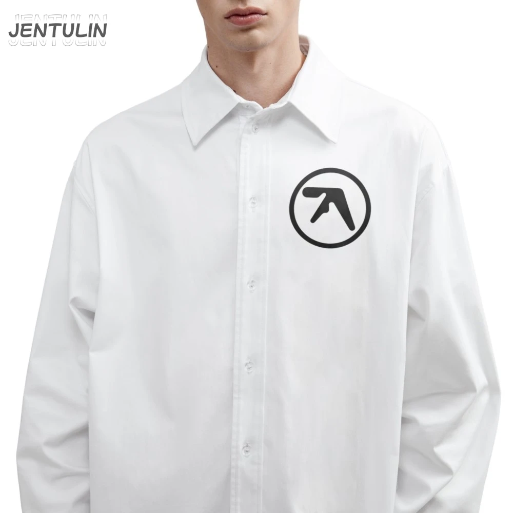

Men T-Shirt Aphex Twin Print Goth Graphic Oversize Korean Fashion Long Sleeve Top Button Tee Y2k Streetwear Clothing Unisex Punk