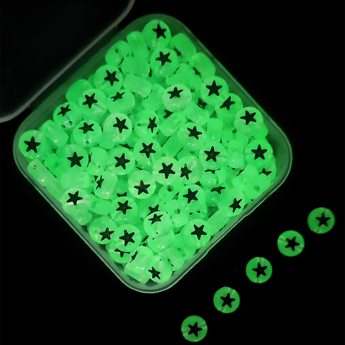 DIY Set 200pcs Acrylic Light Up Star Shaped Spacer Loose Beads For Making Glow In The Dark Bracelet Necklace Accessories