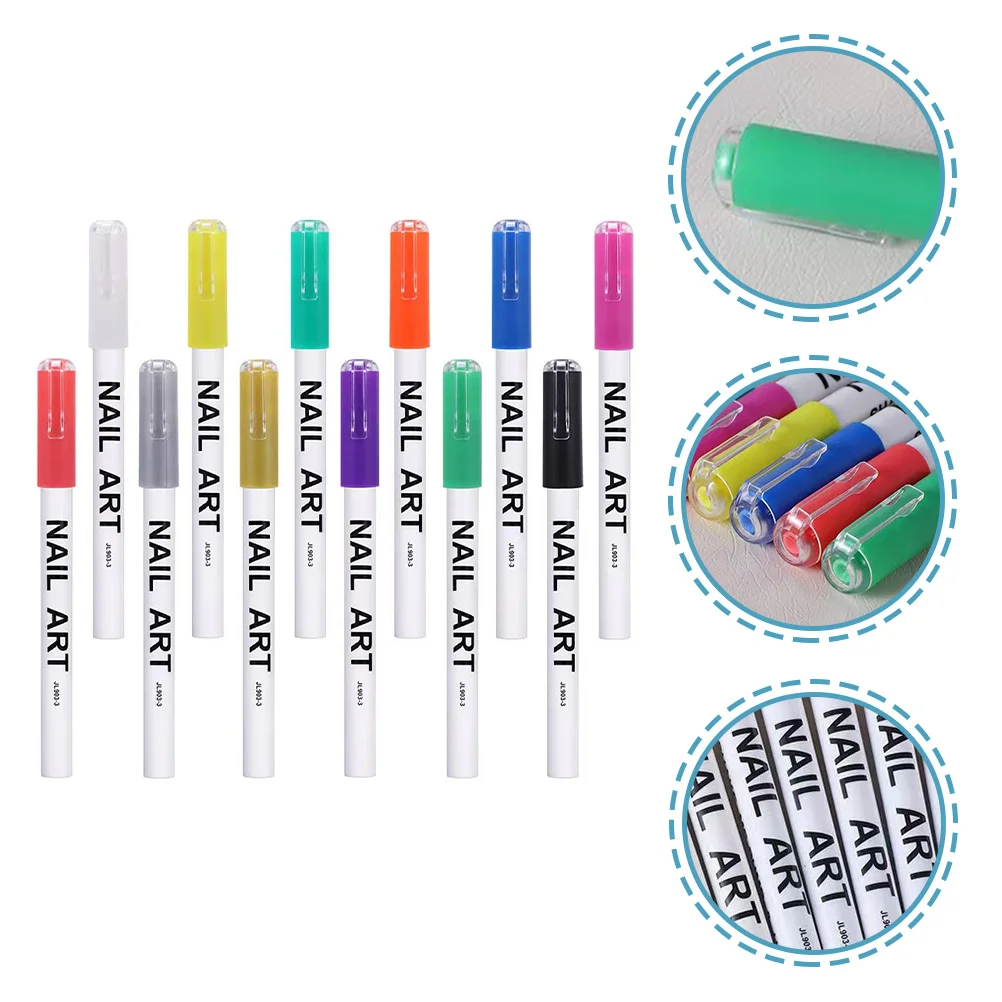 

12Pcs Nail Art Pens Nail Painting Pens Manicure Drawing Tool Comfortable Grip for Professional and Home Use Manicure Pen