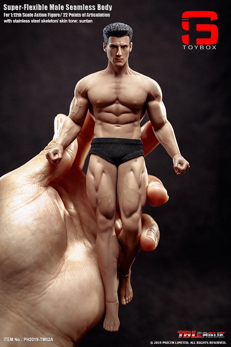 TBLeague Phicen TM01A TM02A 1/12 男性日焼け肌シームレスボディ