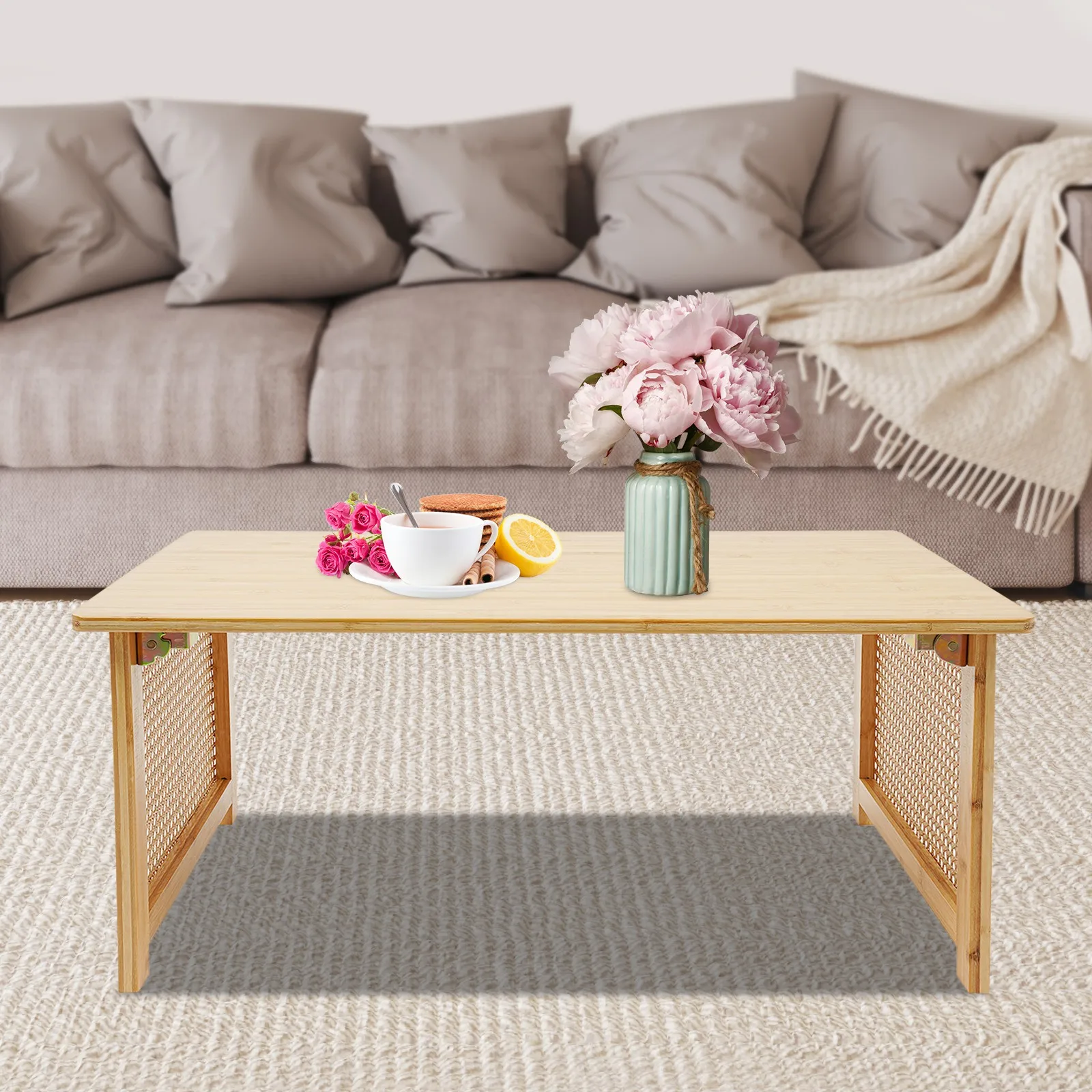 Столы для кафе, складной прямоугольный журнальный столик, имитация ротанга, бамбука, отдельно стоящий современный дизайн для патио, сада, жизни