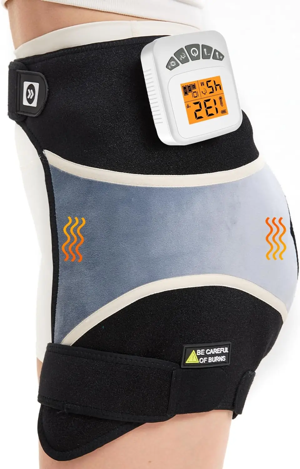 

Cordless Hip Heating Pad for Sciatica Pain Relief - Rechargeable, Adjustable, 3-Level Vibration Massage, 104-140°F Heat