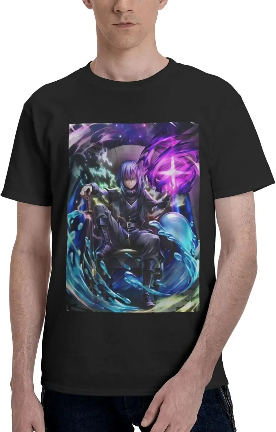 Anime That Time I Got Reincarnated As A Slime Rimuru Tempest Men's T-Shirt Summer Casual Crew Neck Short Sleeve T-Shirts