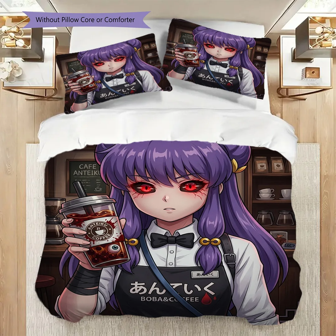 Printed Duvet Cover Set with Tokyo Ghoul Element & Pillowcase Bedroom Ornament Fan Gift-kwq399