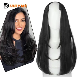 DM-Peluca de cabello sintético para mujer, postizo de pelo largo con Clip Invisible, extensiones naturales y esponjosas