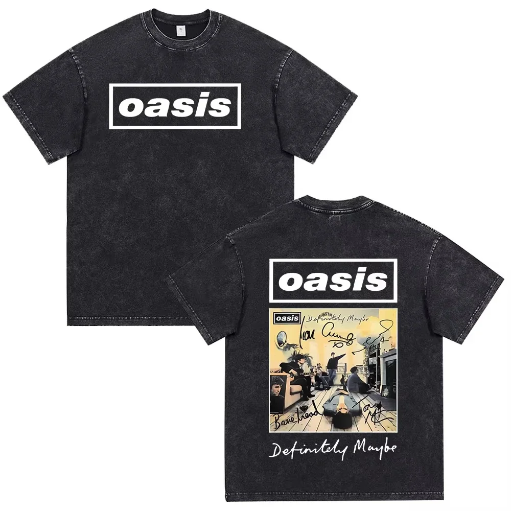 

Oasi Band Rock Band Vintage T-shirt Cotton Men's Women Casual Short Sleeve Hip-hop Tee Unisex Fashion Harajuku Washed T-shirts