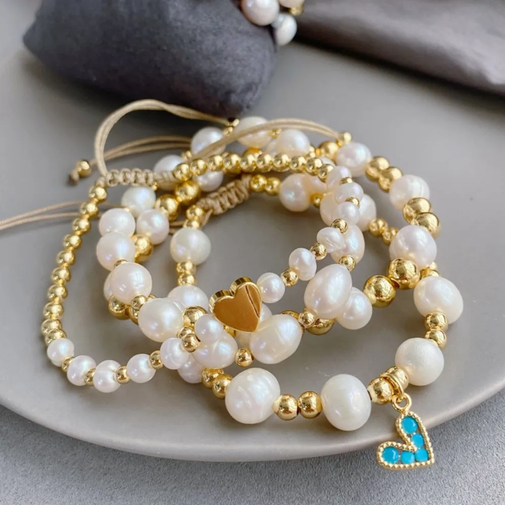 KKBEAD Natural Pearl Bracelet for Girl Friend Hight Quality Copper Gold Plated Bracelets For Woman Pulseras Gift Jewelry
