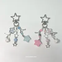 Cute cat keychain pink and blue star matching keychain y2k original 1pcs