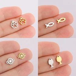 EUEAVAN 20pcs Tiny Charms Stainless Steel Dog Paw Fish Daisy Flower Charms for Making Jewelry DIY Necklace Bracelet Supplies